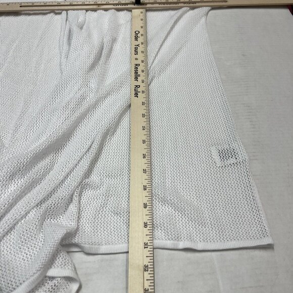 Magaschoni Womens 1X Open Front Long Cardigan White Open Knit Detail White Drape - Picture 5 of 9